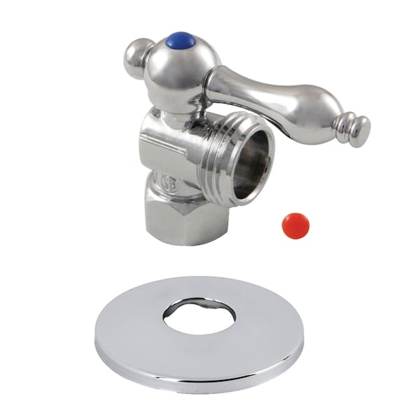 1/2" IPSx3/4" Hose Thread Quarter-Turn Angle Stop Valve W/Flange, Chrm